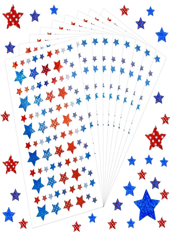 Fenreen Patriotic Stickers, 900 PCS 4th of July Stickers, Glitter Red White Blue Star Sticker, American Flag Independence Day Veterans Day Sticker Decal for DIY Crafts Postcards Party Decoration - Image 1